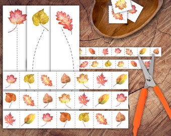 Herbstlaub-Scherenstreifen-Set, Vorschul-Scherenübungen