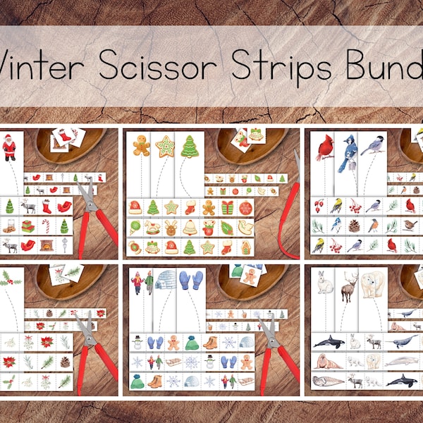 Winter Scissor Strips Bundle, Cutting Strips, Preschool Scissor Practice