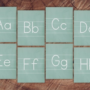 Cartes alphabet tableau, impression manuscrite avec lignes directrices
