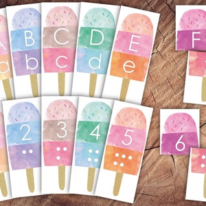 Summer Popsicles Numbers and Letters, Alphabet Matching, Number Recognition