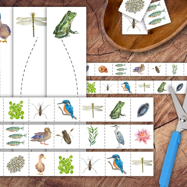 Pond Life Scissor Strips Set, Preschool Scissor Practice