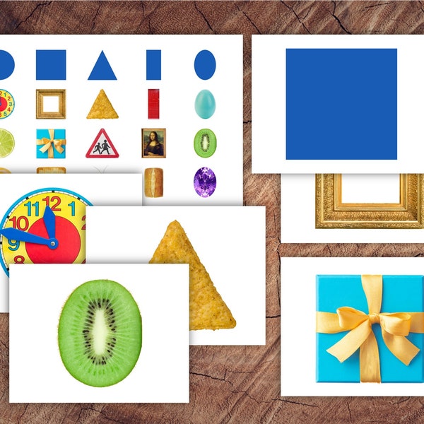 Isolated Objects Shapes Sorting Cards, Toddler Preschool Shapes Sorting