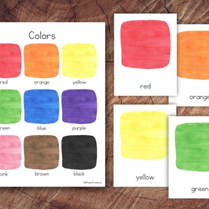 Toddler Preschool Colours Poster and 3-Part Cards