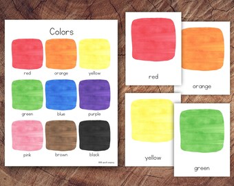 Toddler Preschool Colours Poster and 3-Part Cards