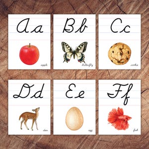 Cursive Alphabet Posters, Lined – 26 Printable Letter-Sound Posters