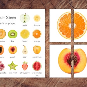 Puzzles de symétrie Tranches de fruits, cartes assorties, activité préscolaire pour tout-petits