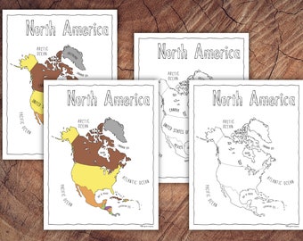 Amérique du Nord Montessori Puzzle Map Control Sheets - TÉLÉCHARGEMENT NUMÉRIQUE