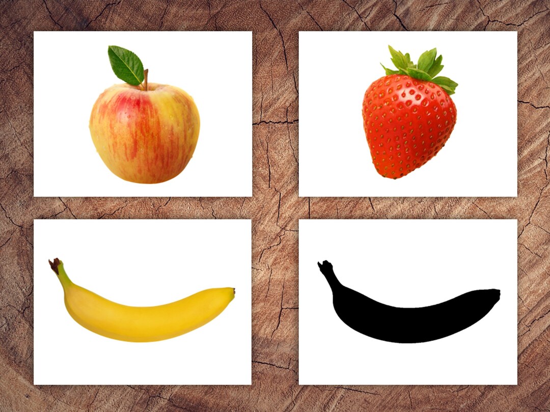 Fruits Picture Matching Cards Silhouette Matching Toddler Etsy