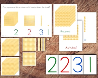 Montessori Golden Beads Bundle, Printable Math Resource