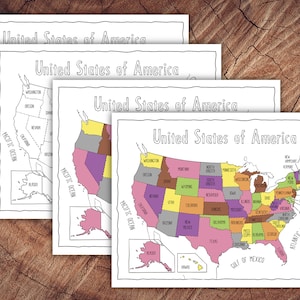 USA Montessori Puzzle Map Control Sheets - DIGITALER DOWNLOAD
