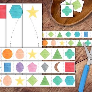 Shapes Scissor Strips Set, Preschool Scissor Practice