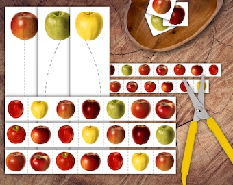 Crisp Apples Scissor Strips Set, Preschool Scissor Practice
