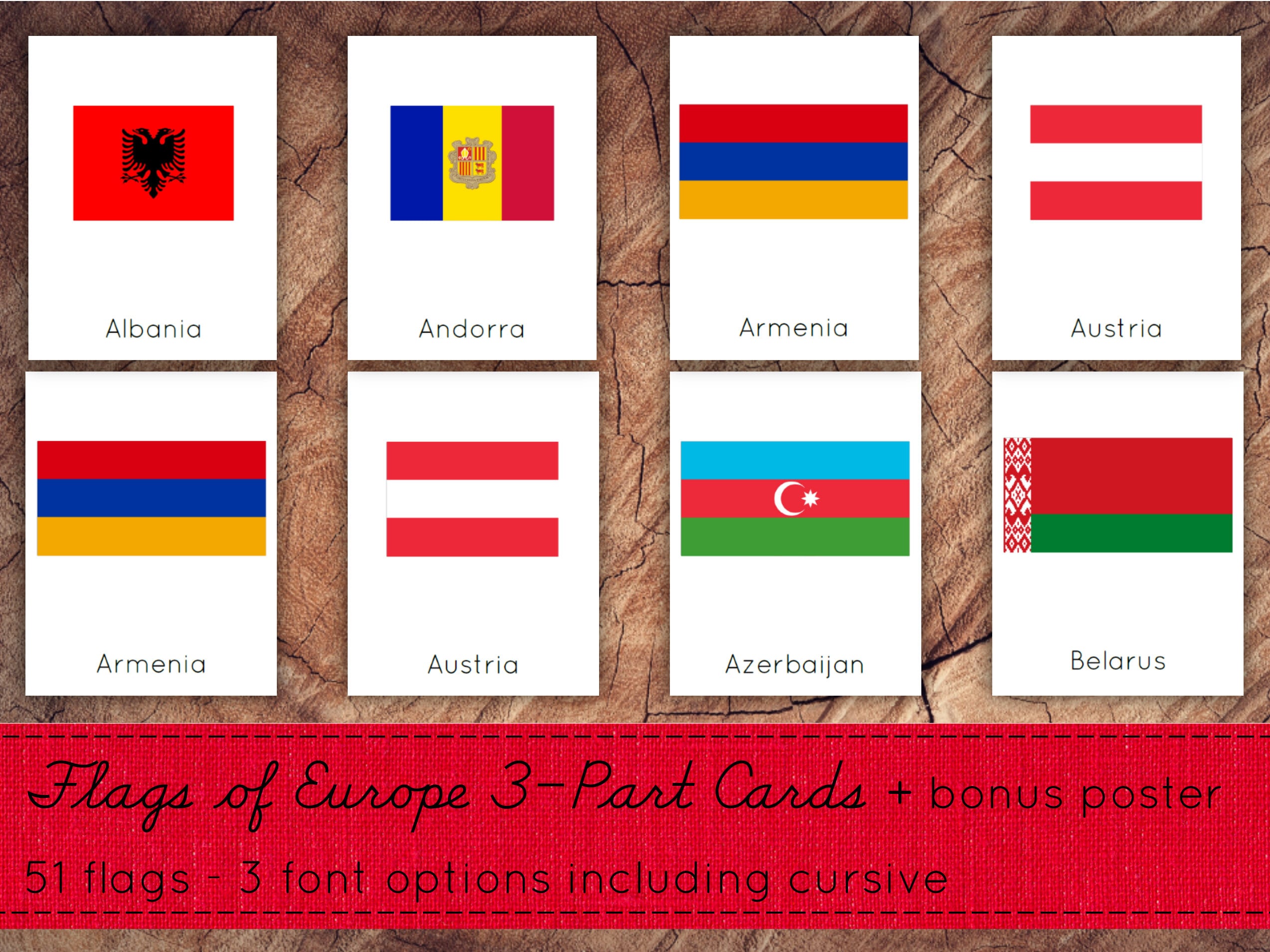 World Flags 3part Card BUNDLE Montessori Nomenclature Cards Etsy