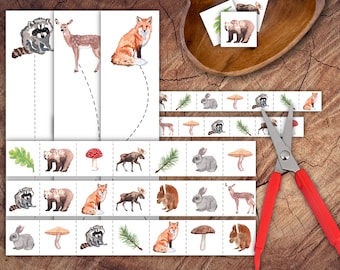 Woodland Animals Schaarstripsset, voorschoolse schaaroefening