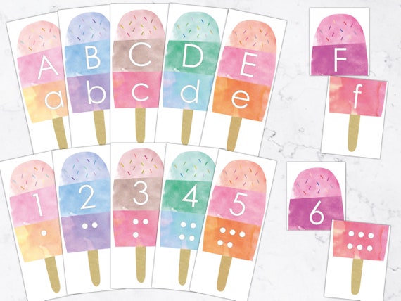 Summer Popsicles Numbers and Letters Alphabet Matching