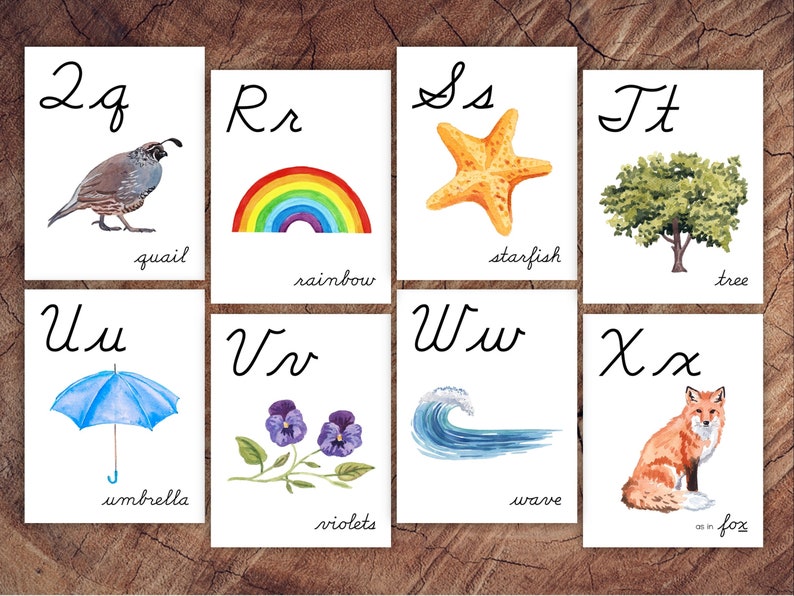 Alphabet Cards, Cursive - Etsy