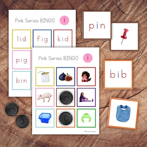 Montessori Pink Series Short I Bingo, Apprenez à lire les mots CVC
