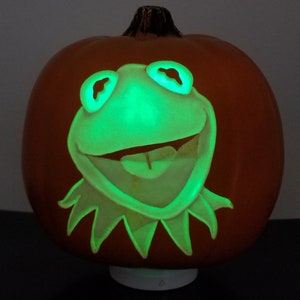 Kermit the Frog - 6 inch custom hand-carved artificial pumpkin
