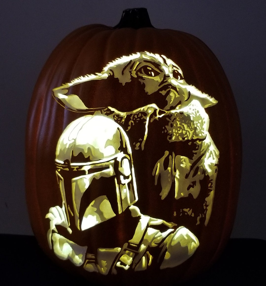 The Mandalorian & the Child 13 Inch Handcarved Artificial Pumpkin