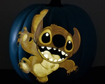 Stitch - 9 inch hand-carved artificial pumpkin