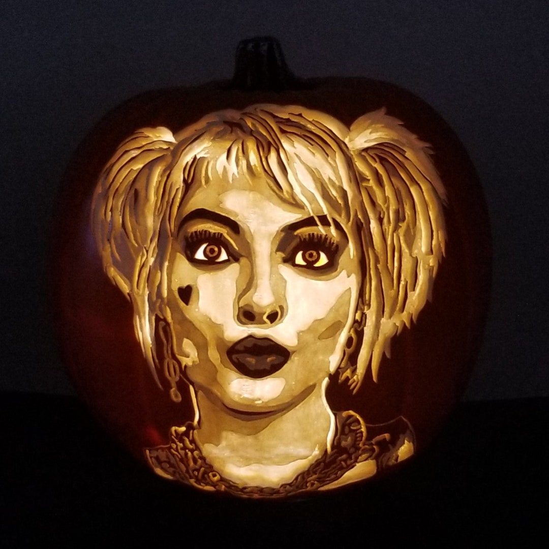 Harley Quinn Pumpkin Template