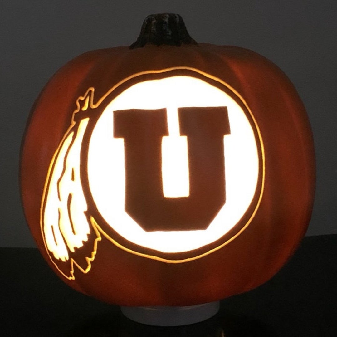 utah-utes-6-5-inch-custom-hand-carved-artificial-pumpkin-etsy