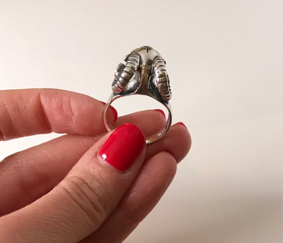 【STING925】 Ram Skull Simple Ring Sterling Ram Skull Ring – Loved To Death