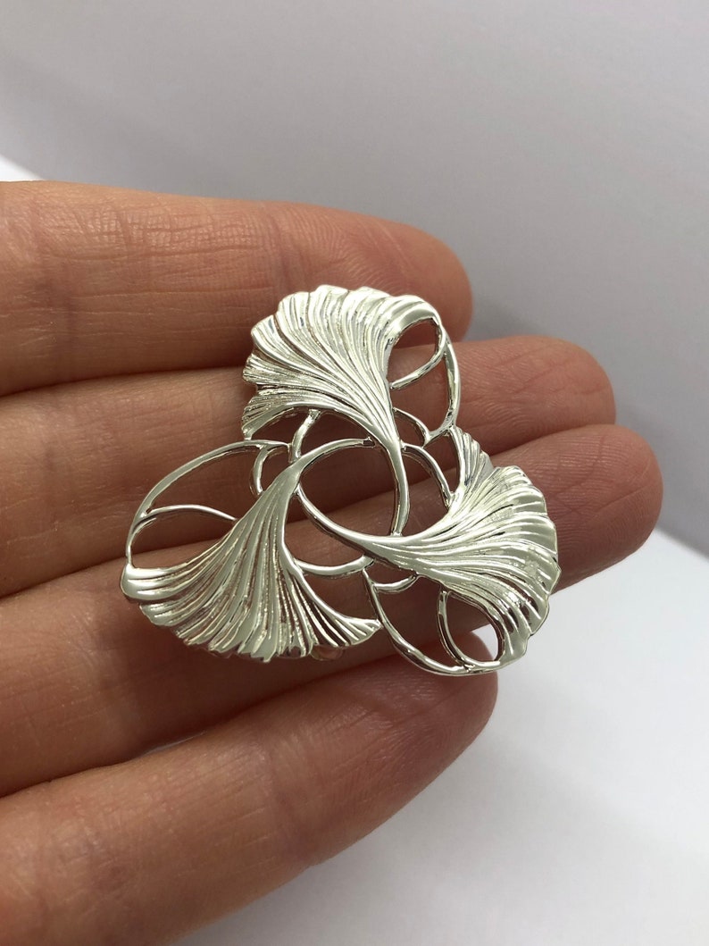 Sterling silver brooch, lotus flower brooch, statement brooch, silver brooch, lotus leaf brooch, pin brooch, gift for her, anniversary gifts image 3