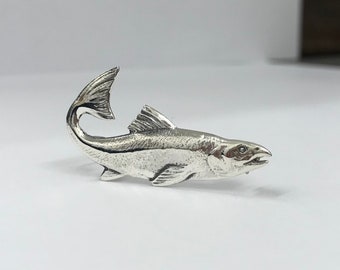 COHO Salmon 15Lb Leaping Pewter Lapel Pin Fishing Trophy Jewelry P340 COHO Salmon 15Lb Leaping Pewter Lapel Pin Fishing Trophy Jewelry P340