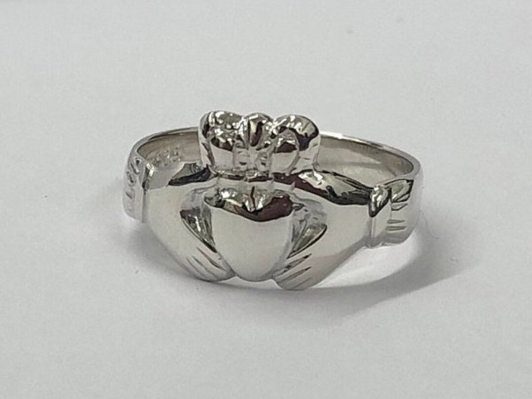 925 Sterling Silver Solid Polished Oxidized Antiqued Irish Claddagh Celtic Trini