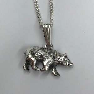 Sterling Silber 925, Silber Bär Anhänger, Bär Halskette, Bär Schmuck, Statement Halskette