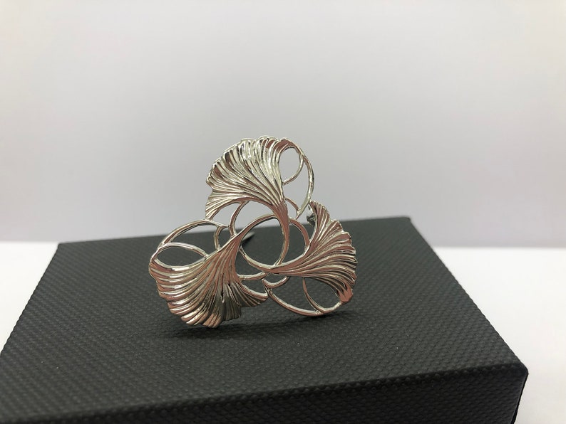 Sterling silver brooch, lotus flower brooch, statement brooch, silver brooch, lotus leaf brooch, pin brooch, gift for her, anniversary gifts image 9