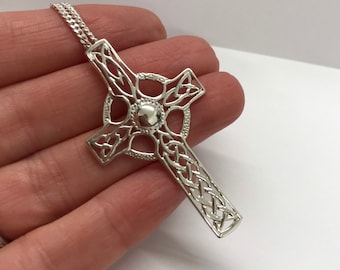 Sterling Silver Celtic Cross Pendant: Handmade 925 Necklace