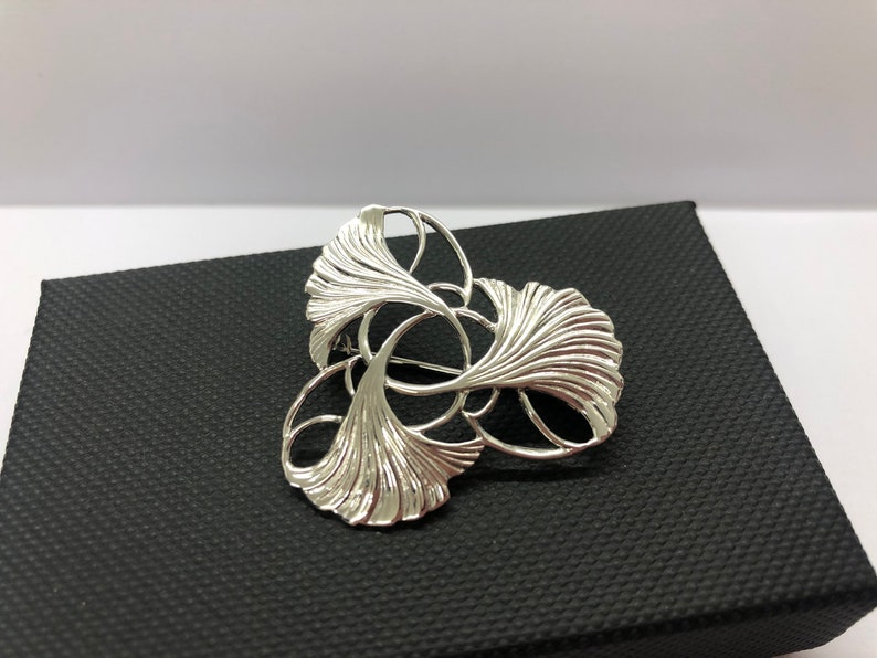 Sterling silver brooch, lotus flower brooch, statement brooch, silver brooch, lotus leaf brooch, pin brooch, gift for her, anniversary gifts image 10
