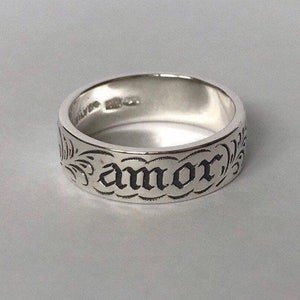 Sterlingzilver 925, poëziering, trouwring, liefdesring, gegraveerde ring, zilveren ring, jubileumcadeaus, valentijnscadeau, cadeau voor haar