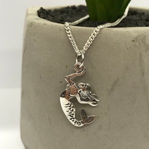 Sterling silver 925, mermaid pendant, mythical necklace, silver mermaid pendant, gift for her