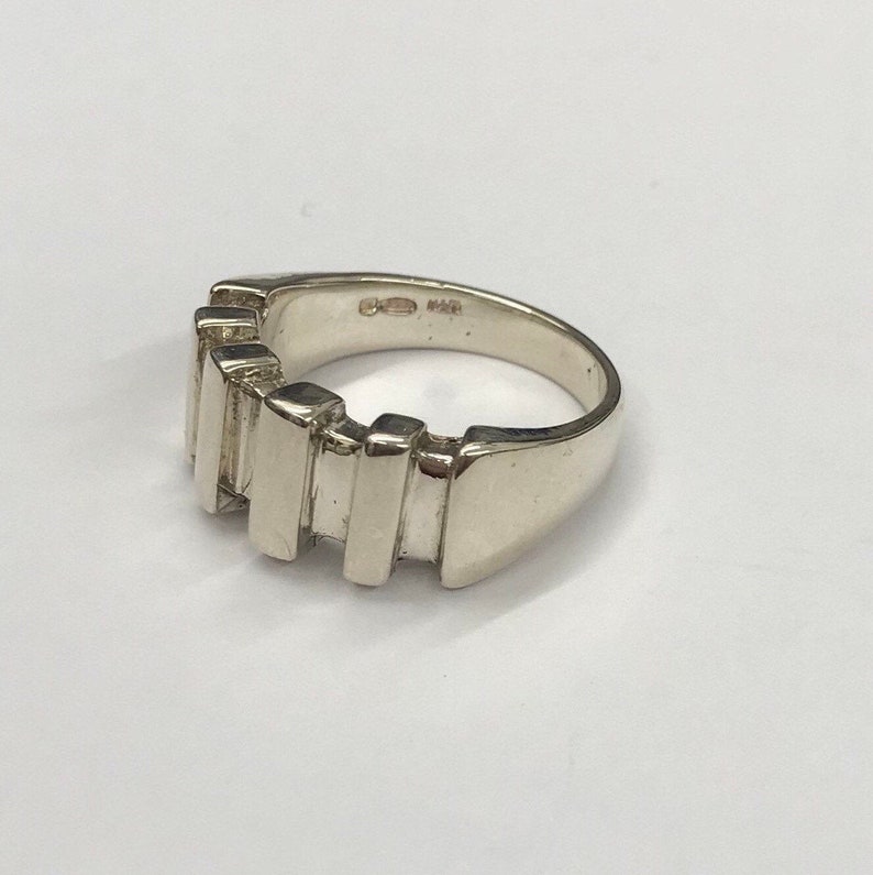 silver statement ring block ring Sterling silver 925 chunky ring