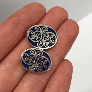 Sterling silver 925, vitreous enamel cufflinks, silver cufflinks, men’s cufflinks, gift for him