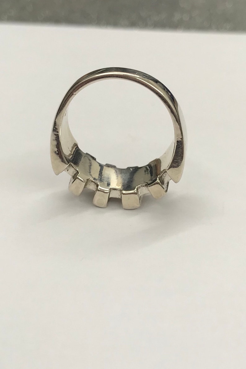 silver statement ring block ring Sterling silver 925 chunky ring