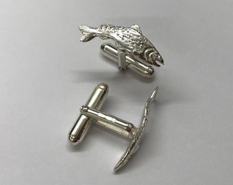 Sterling silver 925, silver cufflinks, t bar cufflinks, fish cufflinks, mens cufflinks