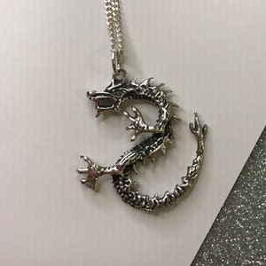 Sterling silver 925, chinese dragon pendant, silver dragon necklace, dragon jewellery, gift for her, gift for him