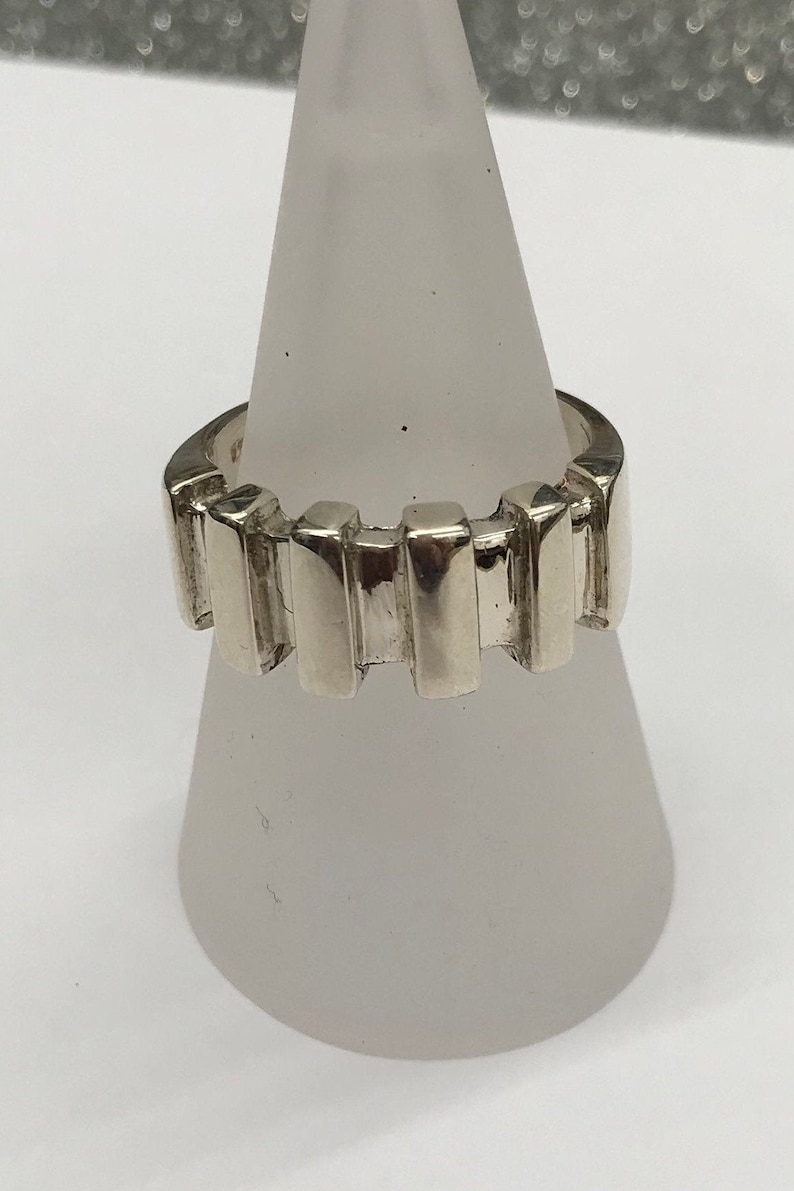 silver statement ring block ring Sterling silver 925 chunky ring