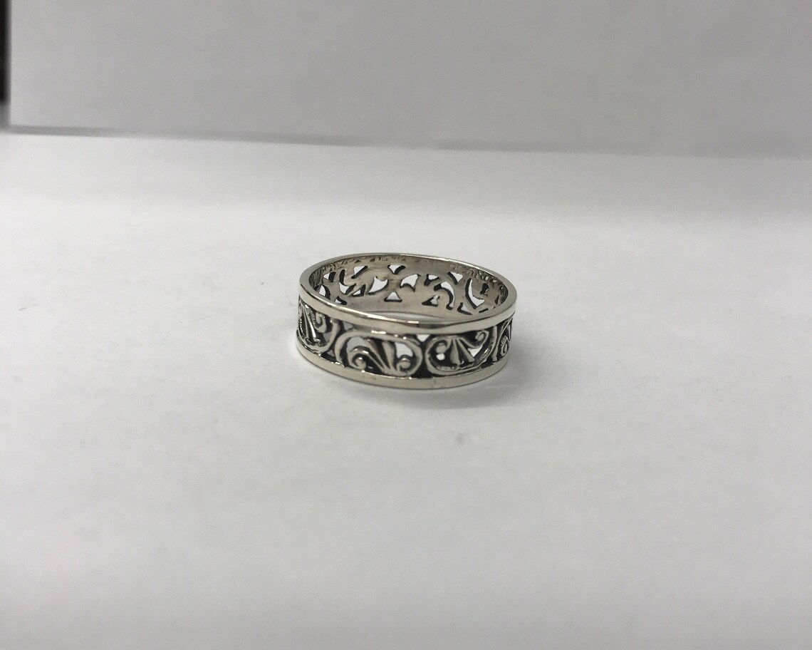 Sterling Silver 925 Silver Scroll Ring Pattern Ring Etsy