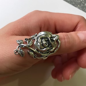 Sterling Silber 925, Silberrosenring, Statementring, Silberblumenring