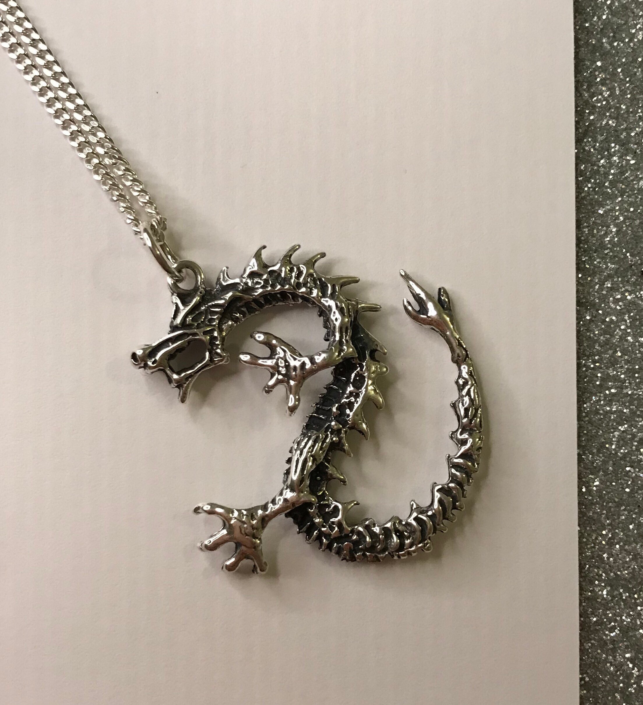 Sterling Silver 925 Chinese Dragon Pendant Silver Dragon Etsy Australia