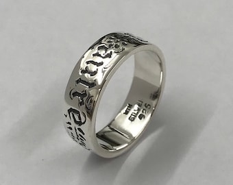 Sterling silver 925, silver poesy ring, wedding band, engraved ring, vous et nul autre