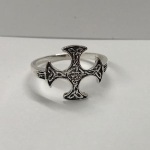 Sterling silver 925, silver Celtic cross ring, celtic ring, trinity knot ring