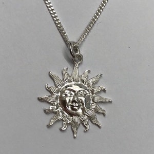 Sterling silver 925, silver sun face pendant, sun pendant, sun charm, sun necklace