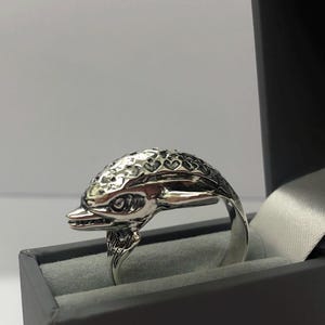 Sterling silver 925, silver dolphin ring, dolphin ring, fish ring, animal ring, silver ring, gift for her