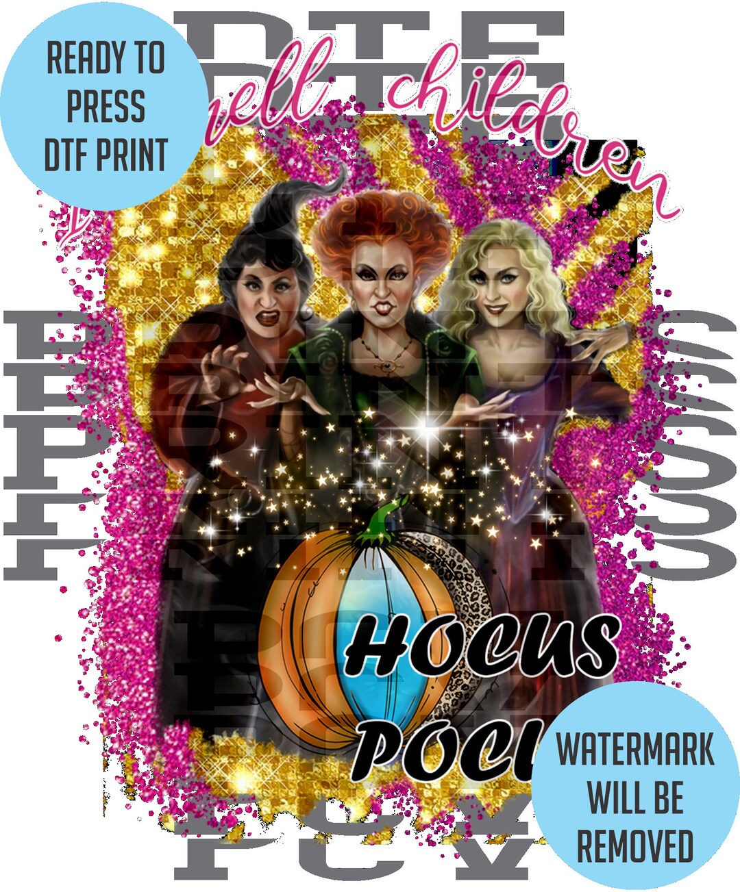 DTF Direct to Film Transfer Hocus Pocus 19 Transfers Etsy